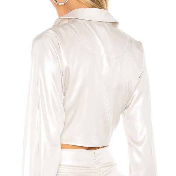 Gloss Front Tie Cropped Top - Picture 3 of 6